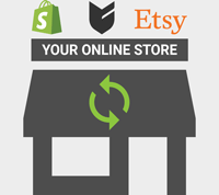 Synchroniser les produits à votre magasin Shopify, Big Cartel ou Etsy.